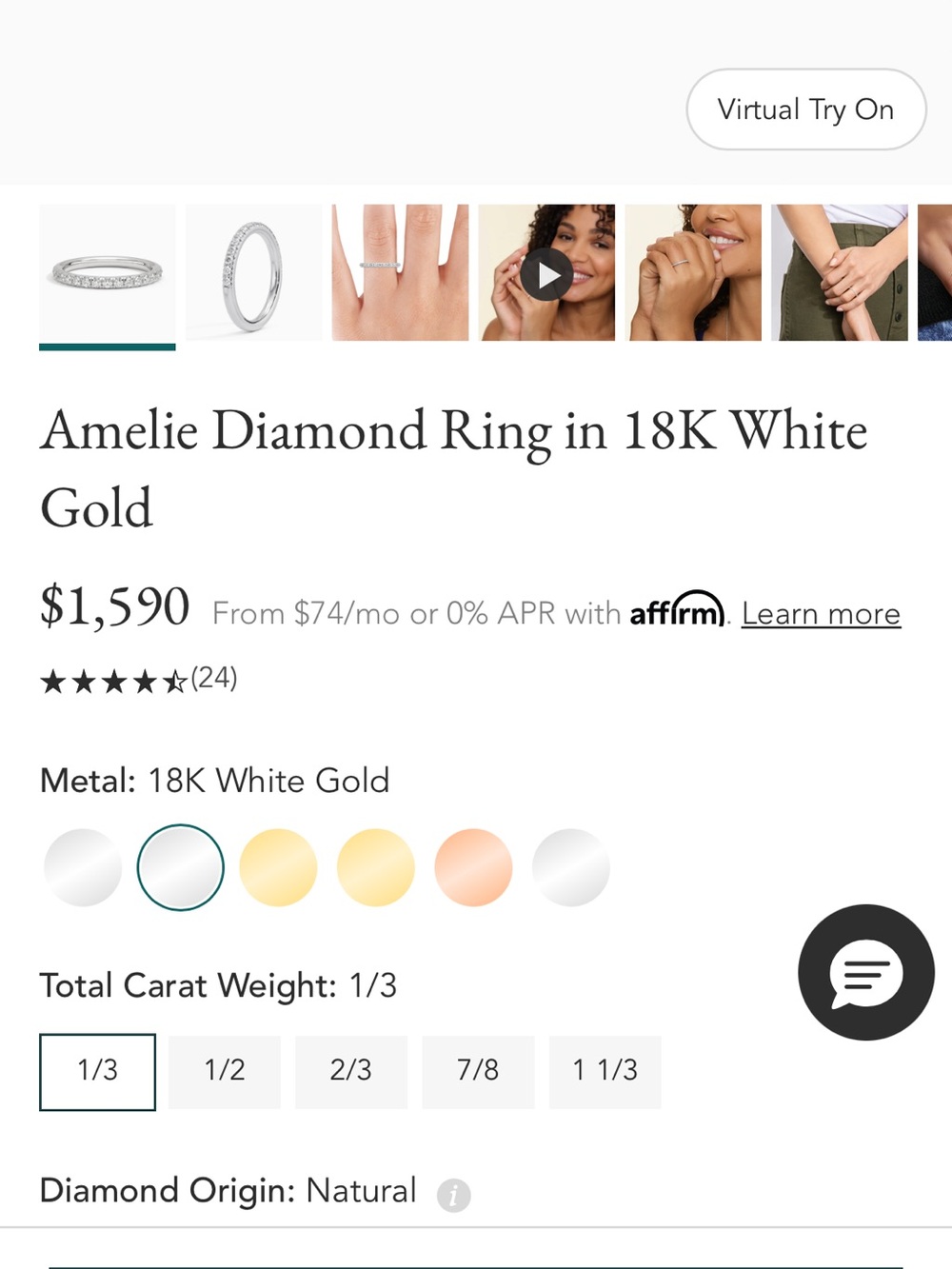 Amelie Diamond Band Ring in 18K White Gold